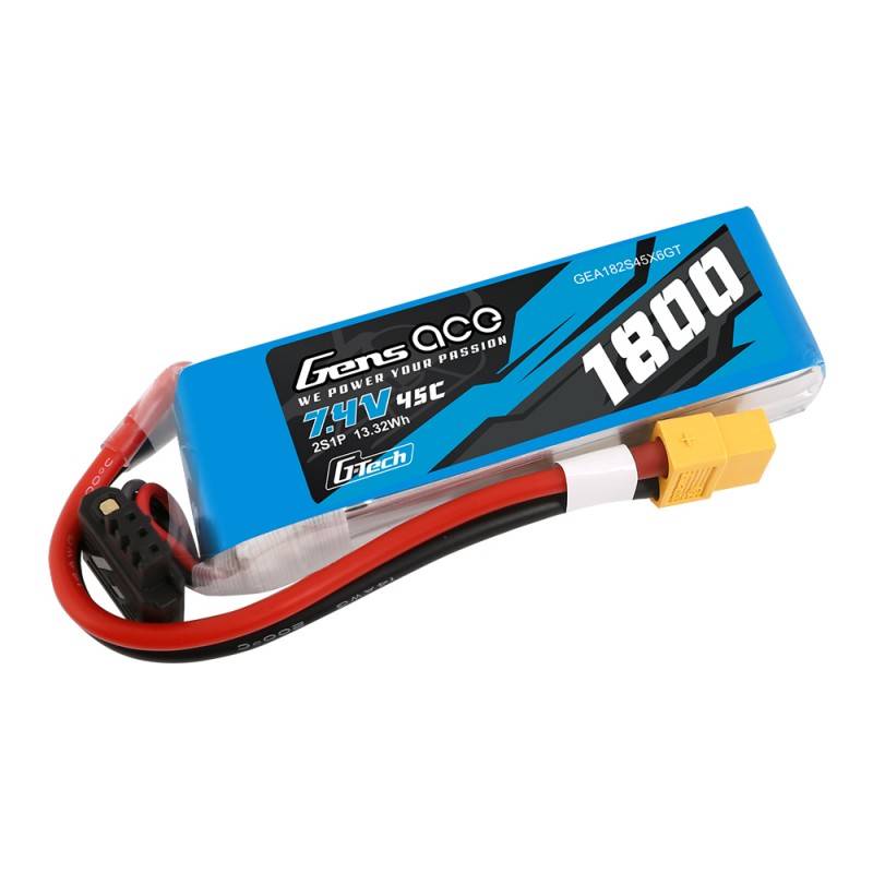 GensAce G-Tech LiPo 1800mAh 7.4V 45C 2S1P XT60 Battery_1