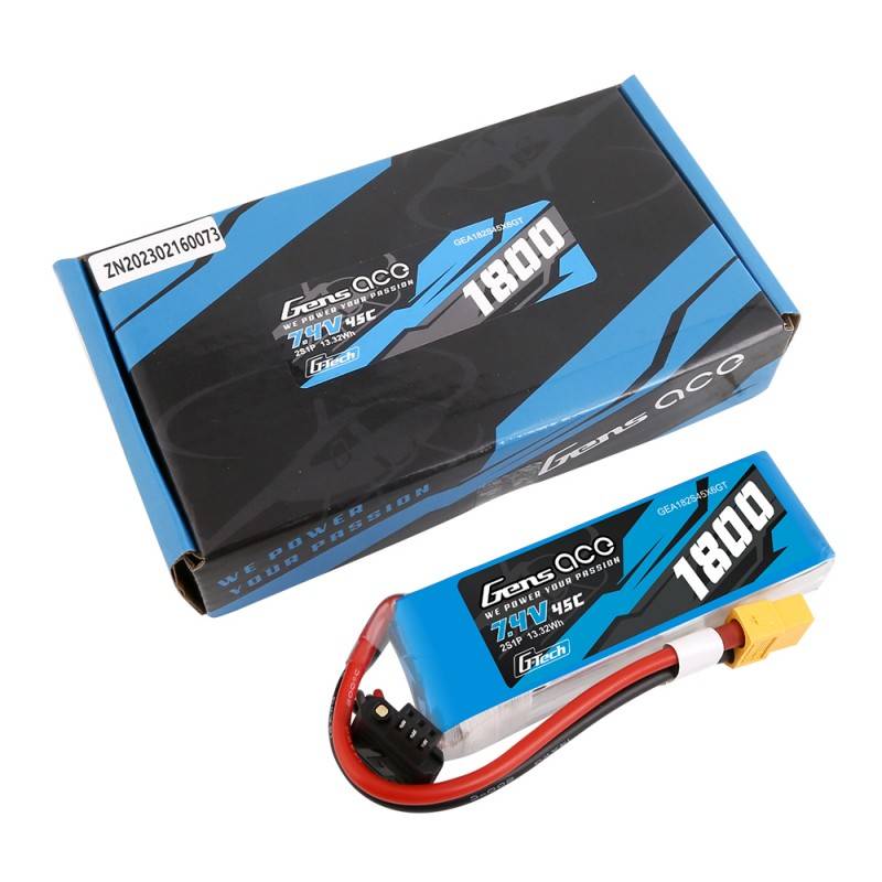 GensAce G-Tech LiPo 1800mAh 7.4V 45C 2S1P XT60 Battery_4