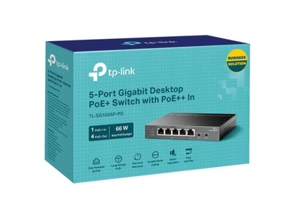 TP-LINK SWITCH GIGABIT DE SOBREMESA DE 5 PUERTOS CON 1 PUERTO POE++ DE ENTRADA Y 4 PUERTOS POE+ DE SALIDA PUERTO: 4Ã— PUERTOS GIGABIT POE+ DE SALIDA, 1Ã— PUERTO GIGABIT POE++ DE ENTRADA SPEC: LOS PUERTOS DE SALIDA POE SOPORTAN 802.3AF/AT, EL PUERTO DE_1