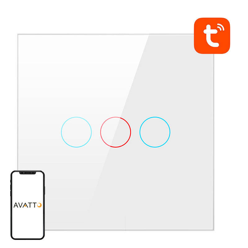 Smart Light Switch WiFi Avatto TS02-EU-W3 3 Way TUYA (white)_0