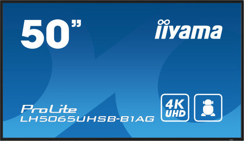 MONITOR IIYAMA 50" , UHD VA PANEL, HAZE 25%, 800CD/M, HORIZ Y VERT, SIGNAL FAILOVER, MM 2X 10W,  HDMI 2X, DP, USB 2.0 X2, WIFI, LAN, MEDIA PLAY USB PORT, CONTROL LAN / RS232C, IISIGNAGE2 (CMS/DMS), E-SHARE, ANDROID 11 OS,  24/7 OPERATION, VESA  (400X_0