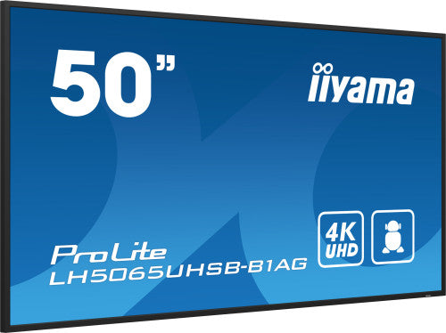 MONITOR IIYAMA 50" , UHD VA PANEL, HAZE 25%, 800CD/M, HORIZ Y VERT, SIGNAL FAILOVER, MM 2X 10W,  HDMI 2X, DP, USB 2.0 X2, WIFI, LAN, MEDIA PLAY USB PORT, CONTROL LAN / RS232C, IISIGNAGE2 (CMS/DMS), E-SHARE, ANDROID 11 OS,  24/7 OPERATION, VESA  (400X_2