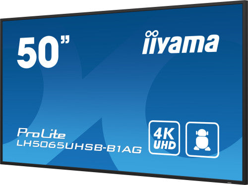 MONITOR IIYAMA 50" , UHD VA PANEL, HAZE 25%, 800CD/M, HORIZ Y VERT, SIGNAL FAILOVER, MM 2X 10W,  HDMI 2X, DP, USB 2.0 X2, WIFI, LAN, MEDIA PLAY USB PORT, CONTROL LAN / RS232C, IISIGNAGE2 (CMS/DMS), E-SHARE, ANDROID 11 OS,  24/7 OPERATION, VESA  (400X_6