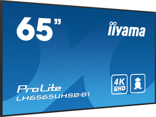 MONITOR IIYAMA 65" , UHD IPS PANEL, HAZE 1%, 800CD/M, HORIZ Y VERT, SIGNAL FAILOVER, MM 2X 10W,  HDMI 2X, DP, USB 2.0 X2, WIFI, LAN, MEDIA PLAY USB PORT, CONTROL LAN / RS232C, IISIGNAGE2 (CMS/DMS), E-SHARE, ANDROID 11 OS,  24/7 OPERATION, VESA  (400X_2