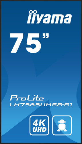 iiyama LH7565UHSB-B1 pantalla de seÃ±alizaciÃ³n DiseÃ±o de quiosco 189,2 cm (74.5") LED Wifi 800 cd / mÂ² 4K Ultra HD Negro Procesador incorporado Android 11 24/7_1