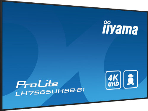 iiyama LH7565UHSB-B1 pantalla de seÃ±alizaciÃ³n DiseÃ±o de quiosco 189,2 cm (74.5") LED Wifi 800 cd / mÂ² 4K Ultra HD Negro Procesador incorporado Android 11 24/7_5