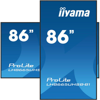 MONITOR IIYAMA 86" , UHD IPS PANEL, HAZE 1%, 800CD/M, HORIZ Y VERT, SIGNAL FAILOVER, MM 2X 10W,  HDMI 2X, DP, USB 2.0 X2, WIFI, LAN, MEDIA PLAY USB PORT, CONTROL LAN / RS232C, IISIGNAGE2 (CMS/DMS), E-SHARE, ANDROID 11 OS,  24/7 OPERATION, VESA  (600X_3