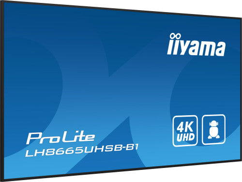 MONITOR IIYAMA 86" , UHD IPS PANEL, HAZE 1%, 800CD/M, HORIZ Y VERT, SIGNAL FAILOVER, MM 2X 10W,  HDMI 2X, DP, USB 2.0 X2, WIFI, LAN, MEDIA PLAY USB PORT, CONTROL LAN / RS232C, IISIGNAGE2 (CMS/DMS), E-SHARE, ANDROID 11 OS,  24/7 OPERATION, VESA  (600X_5