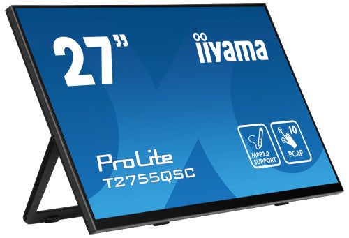 MONITOR IIYAMA 27" IPS BONDED PCAP 10P TOUCH, MPP2.0 (ACTIVE STYLUS) SUPPORTED, 2560X1440, FLAT BEZEL FREE GLASS FRONT, HDMI, DISPLAYPORT, 360CD/MÂ², USB HUB 2X 3.2, SPEAKERS, BOOKSTAND (T2755QSC-B1)_2