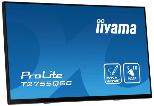 MONITOR IIYAMA 27" IPS BONDED PCAP 10P TOUCH, MPP2.0 (ACTIVE STYLUS) SUPPORTED, 2560X1440, FLAT BEZEL FREE GLASS FRONT, HDMI, DISPLAYPORT, 360CD/MÂ², USB HUB 2X 3.2, SPEAKERS, BOOKSTAND (T2755QSC-B1)_3