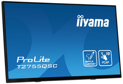 MONITOR IIYAMA 27" IPS BONDED PCAP 10P TOUCH, MPP2.0 (ACTIVE STYLUS) SUPPORTED, 2560X1440, FLAT BEZEL FREE GLASS FRONT, HDMI, DISPLAYPORT, 360CD/MÂ², USB HUB 2X 3.2, SPEAKERS, BOOKSTAND (T2755QSC-B1)_3