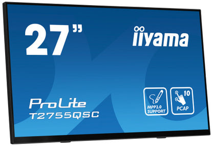 MONITOR IIYAMA 27" IPS BONDED PCAP 10P TOUCH, MPP2.0 (ACTIVE STYLUS) SUPPORTED, 2560X1440, FLAT BEZEL FREE GLASS FRONT, HDMI, DISPLAYPORT, 360CD/MÂ², USB HUB 2X 3.2, SPEAKERS, BOOKSTAND (T2755QSC-B1)_4