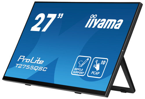 MONITOR IIYAMA 27" IPS BONDED PCAP 10P TOUCH, MPP2.0 (ACTIVE STYLUS) SUPPORTED, 2560X1440, FLAT BEZEL FREE GLASS FRONT, HDMI, DISPLAYPORT, 360CD/MÂ², USB HUB 2X 3.2, SPEAKERS, BOOKSTAND (T2755QSC-B1)_5