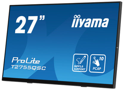 MONITOR IIYAMA 27" IPS BONDED PCAP 10P TOUCH, MPP2.0 (ACTIVE STYLUS) SUPPORTED, 2560X1440, FLAT BEZEL FREE GLASS FRONT, HDMI, DISPLAYPORT, 360CD/MÂ², USB HUB 2X 3.2, SPEAKERS, BOOKSTAND (T2755QSC-B1)_6