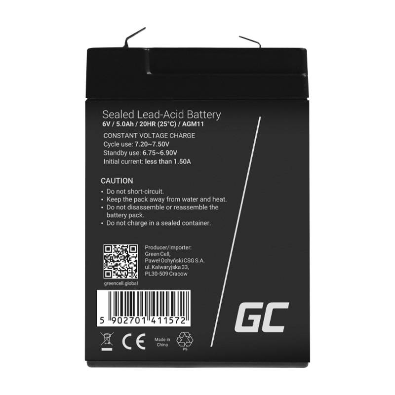 Green Cell AGM VRLA 6V 5Ah maintenance-free battery for the alarm system, cash register, toys_7