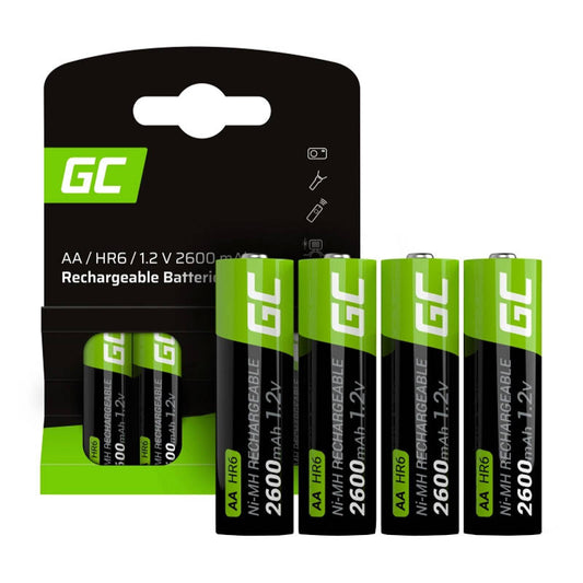 Green Cell Rechargeable Batteries Sticks 4x AA R6 2600mAh_0