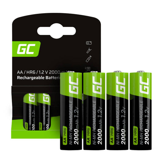 Green Cell Rechargeable Batteries Sticks 4x AA HR6 2000 mAh_0