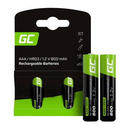 Green Cell Rechargeable Batteries Sticks 2x AAA HR03 800mAh_1