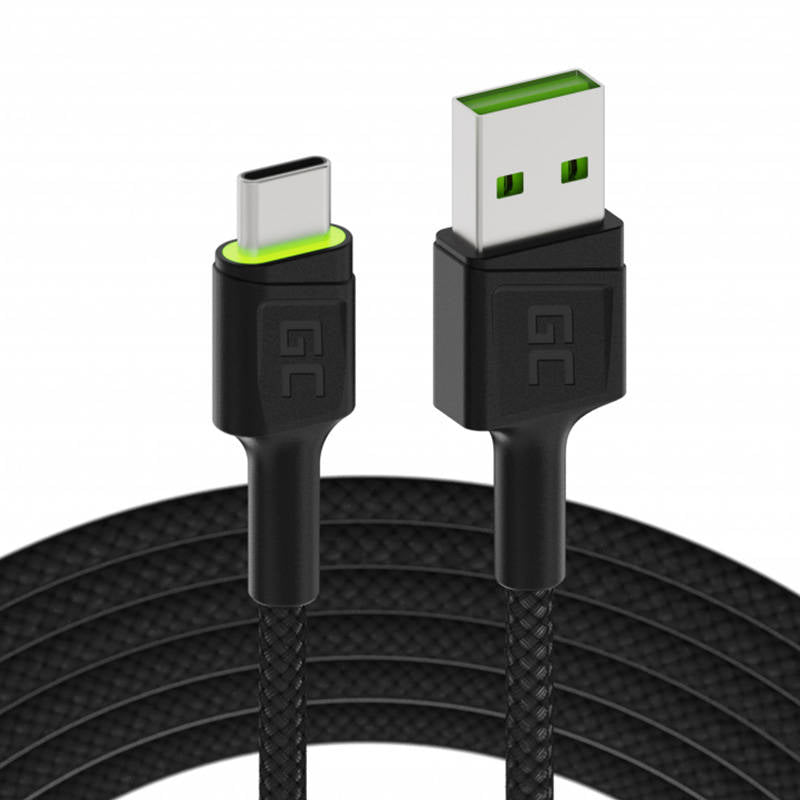 Green Cell Cable Ray USB Cable - USB-C 120cm with green LED backlight and support fast charging Ultra Charge, QC 3.0_1