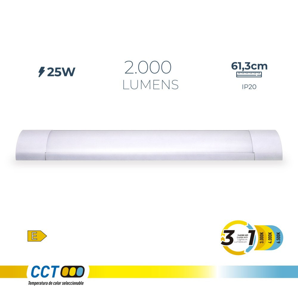 Armadura led 25 w 3cct 2000 lm 61,3 x 12 x 3,1 cm_0