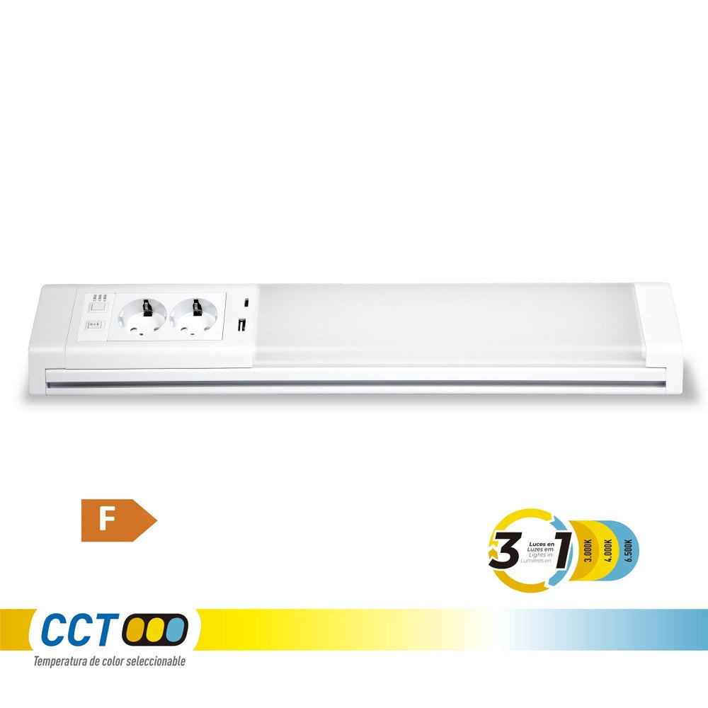 RÃ©gua led 5-10 w 3cct 450-850 lm com tomada e usb a-c, 518 x 80 x 85 mm_0