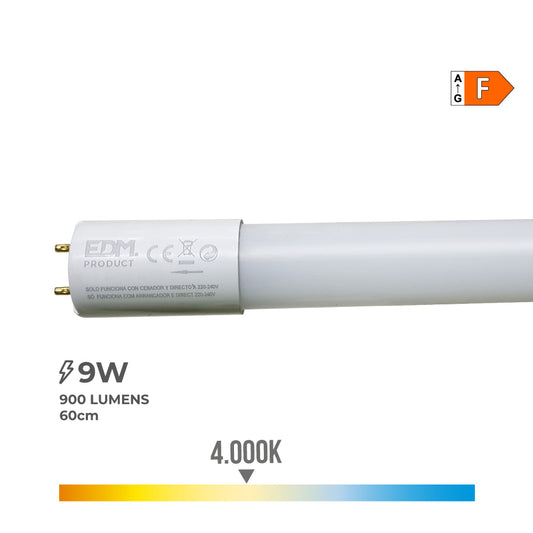 Tubo led t8 9w 900lm 4000k luz do dia (eq.18w) Ã¸2,6x60cm edm_0