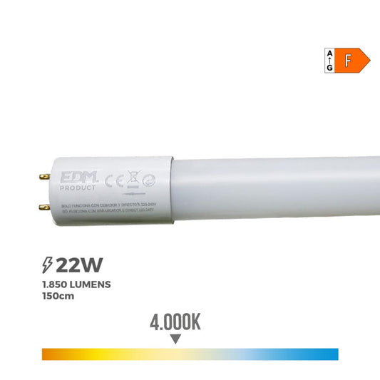 Tubo led t8 22w 2400lm 4000k luz do dia (eq.58w) Ã¸2,6x150cm edm_0