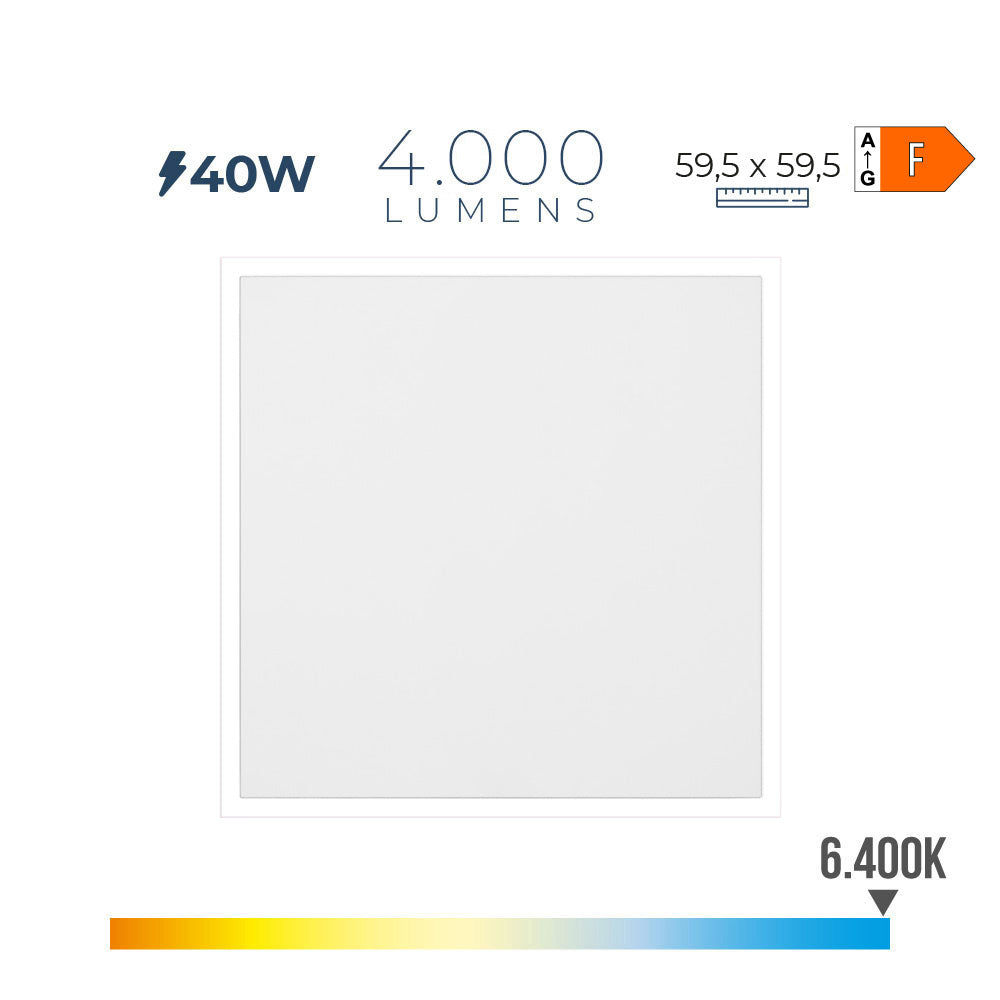 Painel led 40 w, 4300 lm, ra80, 6400 k, luz fria, 59,5 x 59,5 x 2,9 cm_0