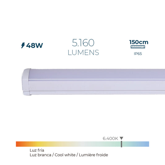 Fita led electrÃ³nica 48 w 6.400 k luz fria 5.160 lm 150 x 4,6 x 5,1 cm_0