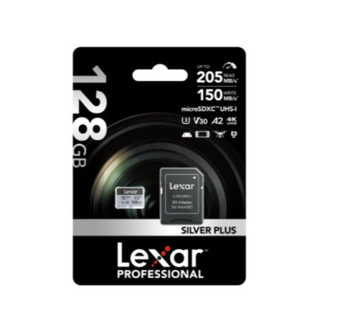 LEXAR 128GB LEXAR HIGH-PERFORMANCE SILVER PLUS MICROSDXC UHS-I, UP TO 205MB/S READ 150MB/S WRITE C10 A2 V30 U3,WITH ADAPTER_1