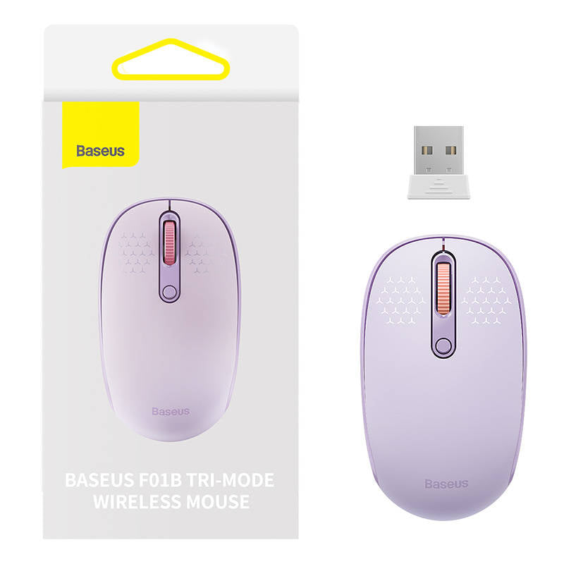 Wireless mouse Baseus F01B Tri-mode 2.4G BT 5.0 1600 DPI (purple)_0