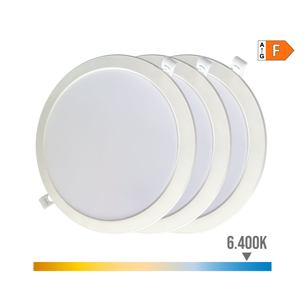 Pack 3 downlights led 18w, luz fria 6400k_0