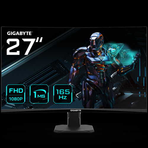 GIGABYTE Monitor de juego GS27F 27" FHD - 1920 x 1080 (FHD), 165Hz, 1ms, 300 cd/mÂ², FreeSync Premium, compatible con HDR, HDMI 2.0, DisplayPort 1.4_0
