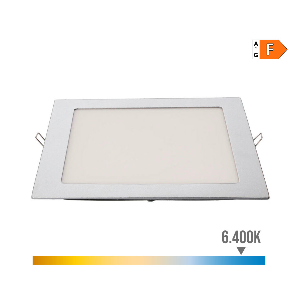 Downlight led de encastrar quadrado 20w luz fria 6400k 1500lm cromada 22x22cm edm_0