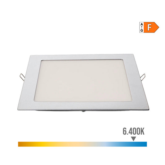 Downlight led de encastrar quadrado 20w luz fria 6400k 1500lm cromada 22x22cm edm_0