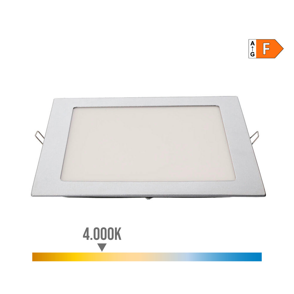 Downlight led de encastrar quadrado 20w luz dia 4000k 1500lm cromado22x22cm edm_0