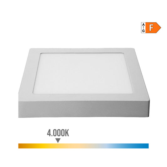 Downlight led superfÃ­cie quadrado 20w 1500lm 4000k luz dia. cromado 22x22x3cm edm_0