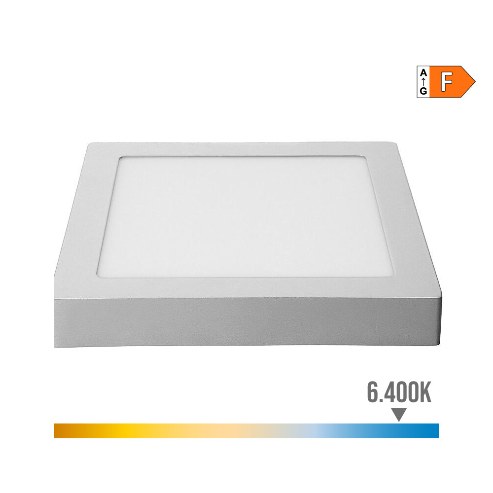 Downlight led superfÃ­cie quadrado 20w 1500lm 6400k luz fria.cromado 22x22x3,5cm edm_0