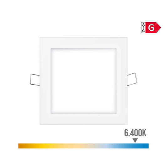 Mini downlight led quadrado de encastrar 6w 6400k luz fria cor branco 11,7x11,7cm edm_0