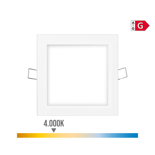 Mini downlight led quadrado de encastrar 6w 4000k luz dia cor branco 11,7x11,7cm edm_0