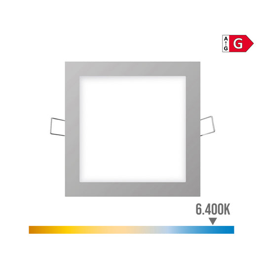 Mini downlight led quadrado de encastrar 6w 6400k luz fria cor cromado 11,7x11,7cm edm_0