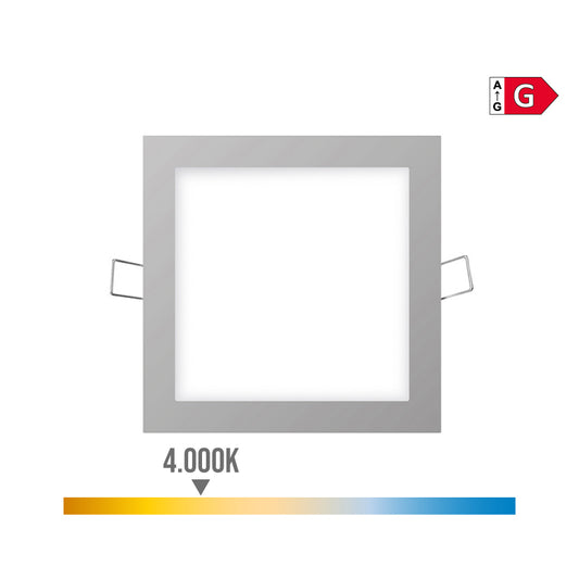 Mini downlight led quadrado de encastrar 6w 4000k luz dia cor cromado 11,7x11,7cm edm_0