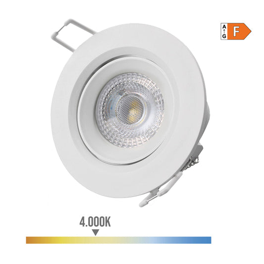 Downlight led redondo de encastrar 5w 4000k luz dia aro branco Ã¸9cm edm_0