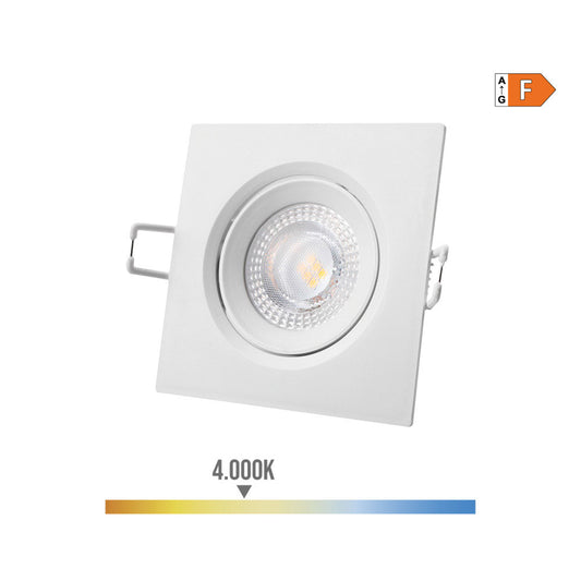 Downlight led quadrado de encastrar 5w 4000k luz dia aro branco 9x9cm edm_0