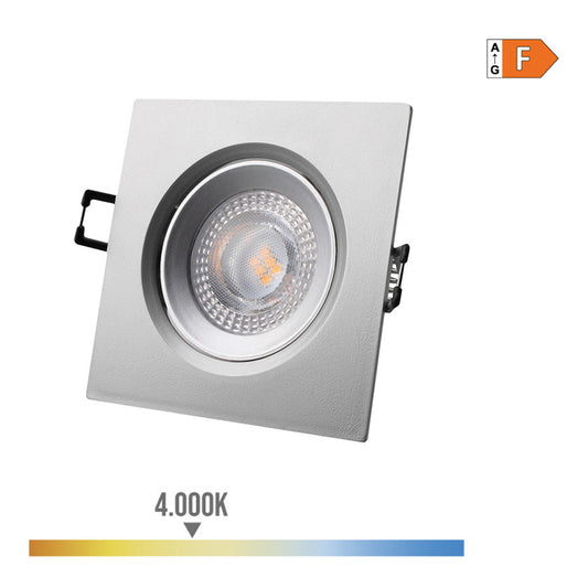Downlight led quadrado de encastrar 5w 4000k luz dia aro cromado 9x9cm edm_0