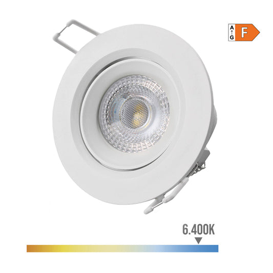 Downlight led redondo de encastrar 5w 6400k luz fria aro branco Ã¸9cm edm_0