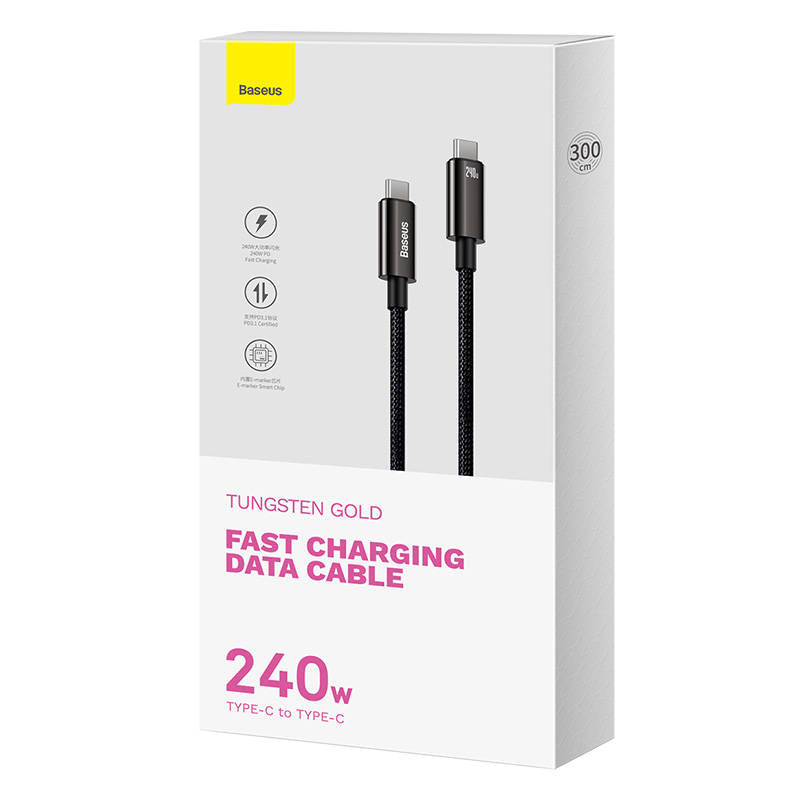 USB-C to USB-C cable Baseus Tungsten Gold 240W 3m (black)_15