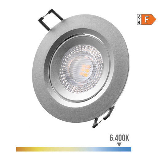 Downlight led redondo de encastrar 5w 6400k luz fria aro cromado Ã¸9cm edm_0