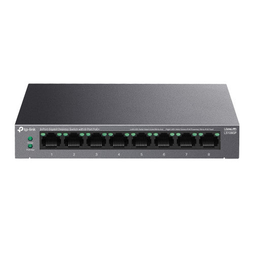 TP-Link LiteWave LS108GP switch No administrado Gigabit Ethernet (10/100/1000) Energía sobre Ethernet (PoE) Negro_0