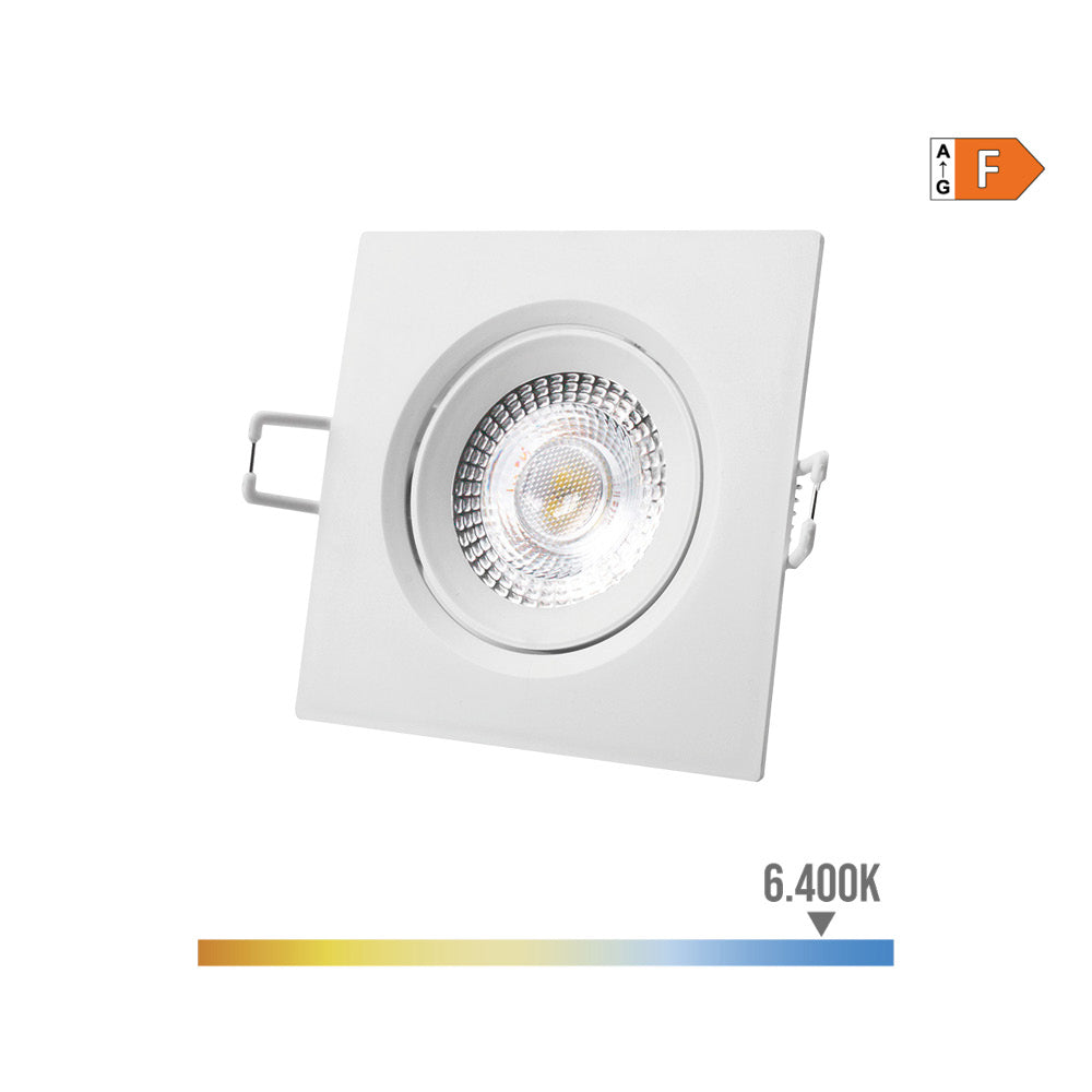 Downlight led quadrado de encastrar 5w 6400k luz fria aro branco 9x9cm edm_0